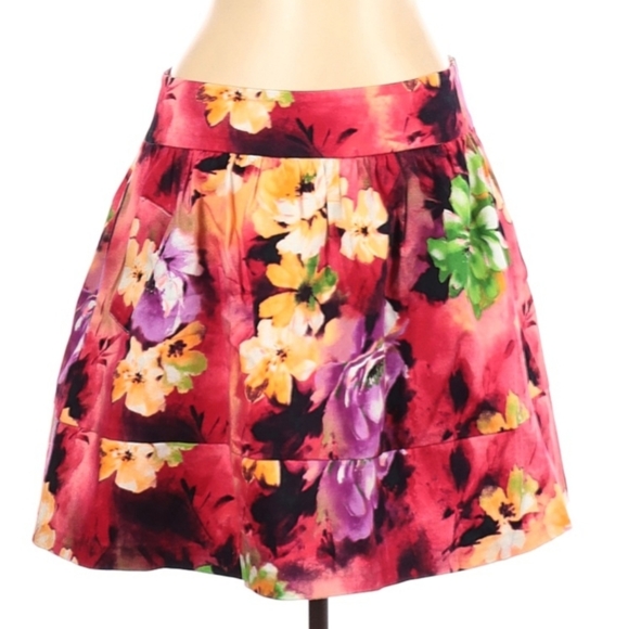 🖤 Last 1❣️ red floral cotton a line casual skirt preowned - Picture 5 of 5